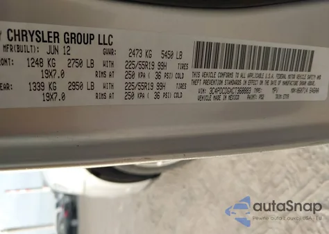 2012 Dodge Journey Crew from USA, damaged, VIN 3C4PDCDGXCT368883